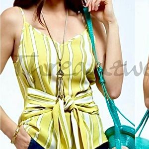 🌻 Sooo Cute & Fun! Great Quality, Tie Front, Yellow Striped Tank. Size S, M, L
